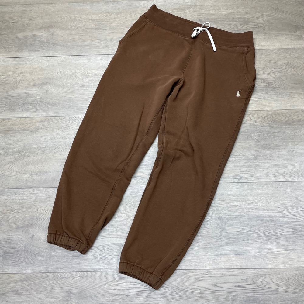 Polo Ralph Lauren Sweatpants Women Medium Brown Jogger Pony Logo Fleece READ